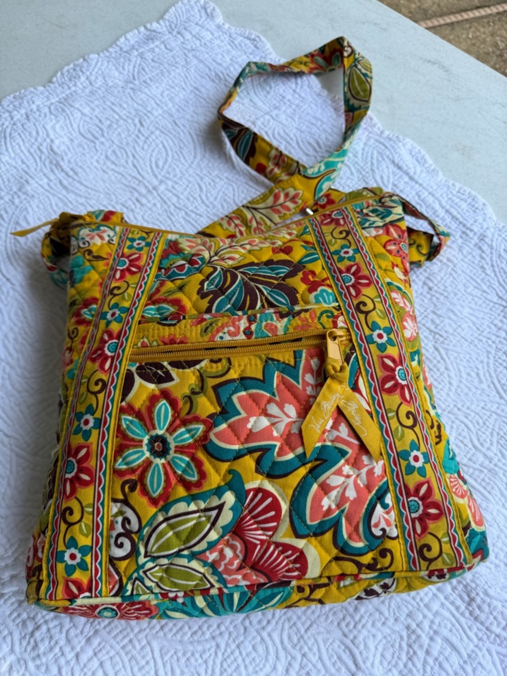 Vera Bradley Yellow Quilted Floral Crossbody